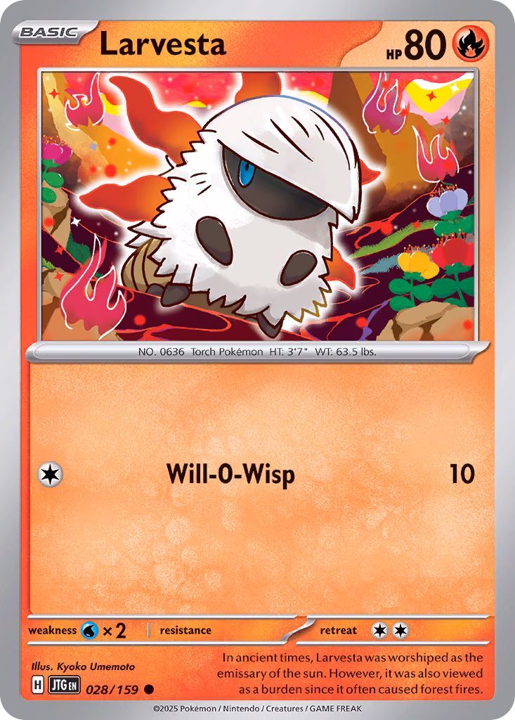 Larvesta Pokemon card (028/159, Journey Together)