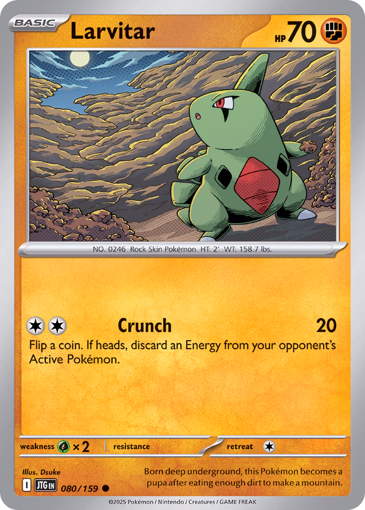 Larvitar Pokemon card (080/159, Journey Together)