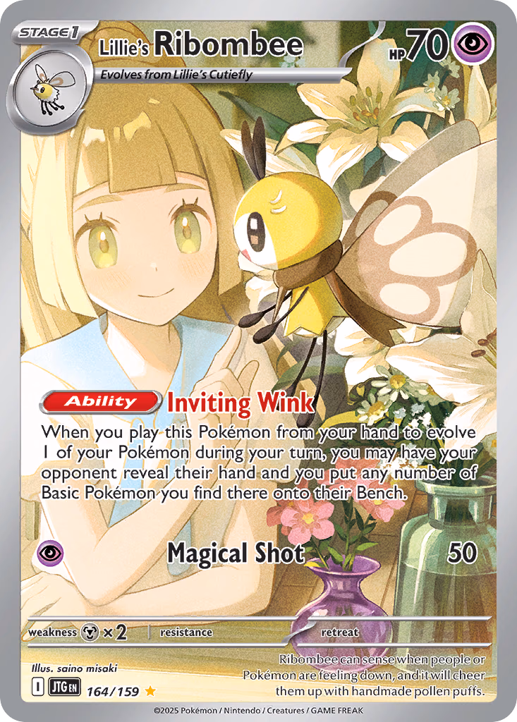 Lillie's Ribombee Pokemon card (164/159, Journey Together)