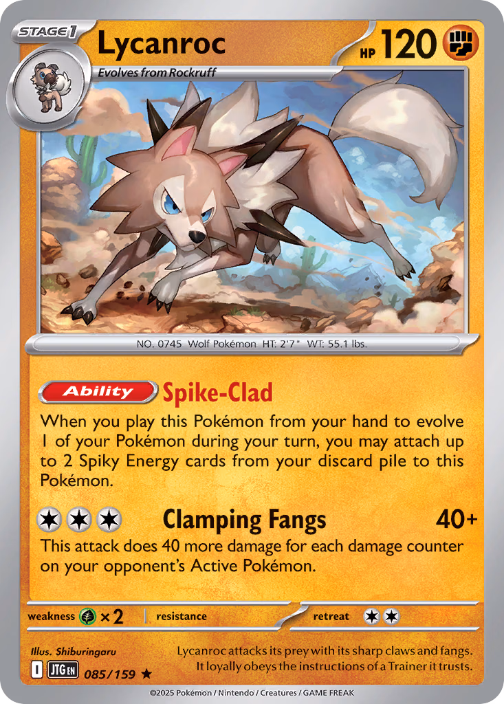 Lycanroc Pokemon card (085/159, Journey Together)