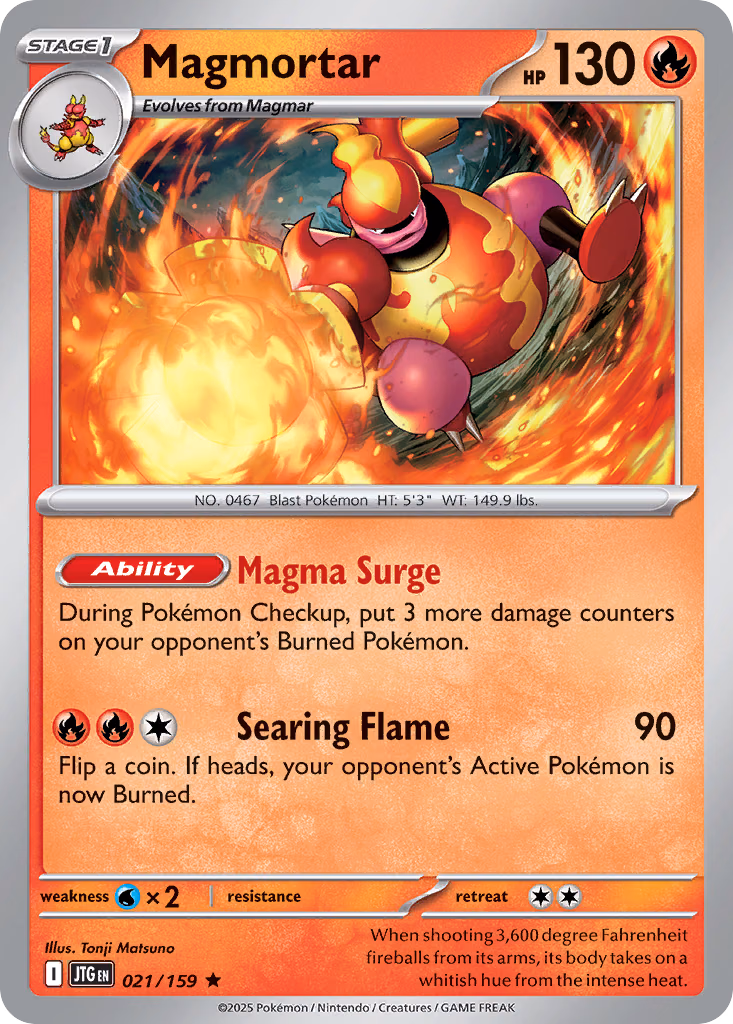 Magmortar Pokemon card (021/159, Journey Together)