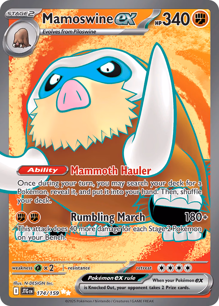 Mamoswine ex Pokemon card (174/159, Journey Together)
