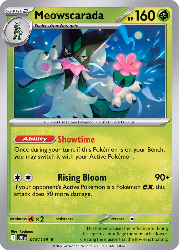 Meowscarada Pokemon card (018/159, Journey Together)