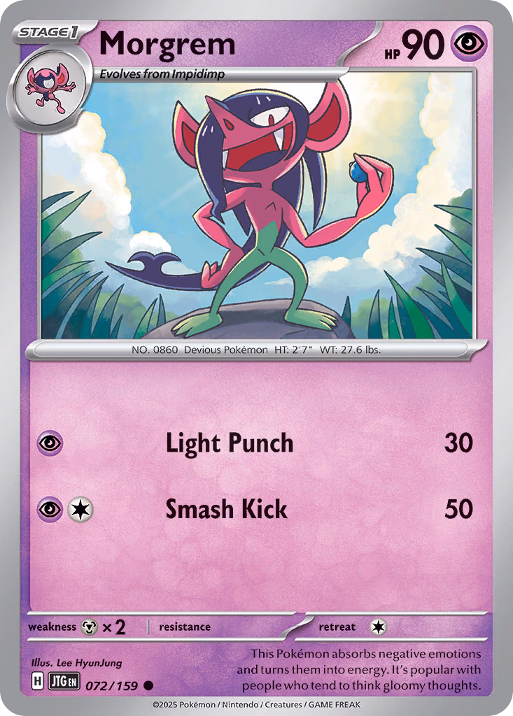 Morgrem Pokemon card (072/159, Journey Together)