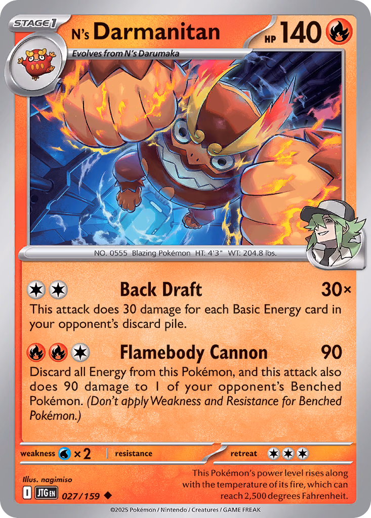 N's Darmanitan Pokemon card (027/159, Journey Together)