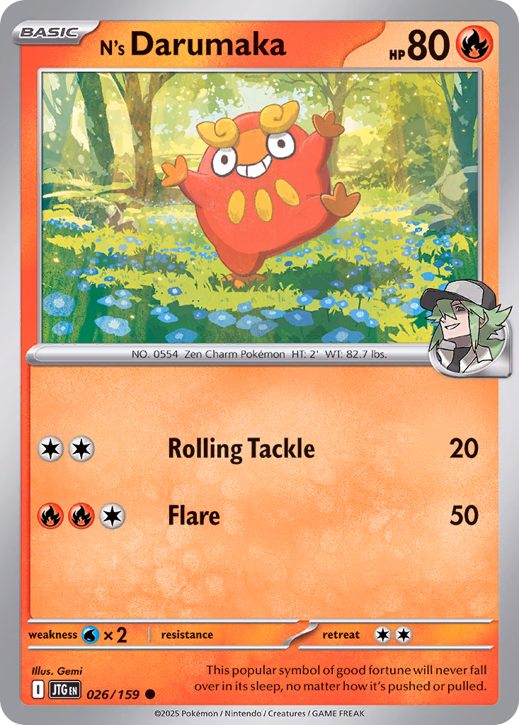 N's Darumaka Pokemon card (026/159, Journey Together)