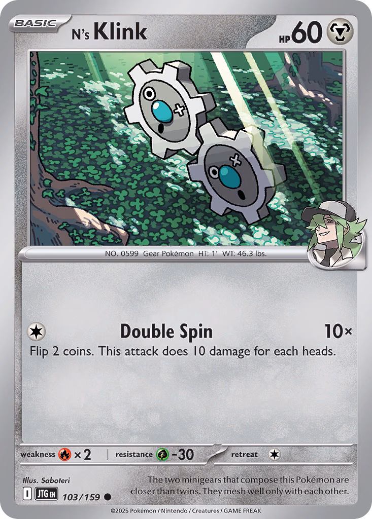 N's Klink Pokemon card (103/159, Journey Together)