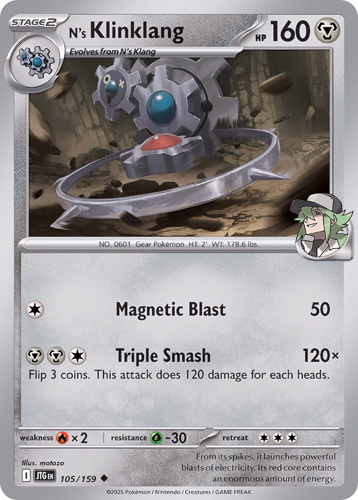 N's Klinklang Pokemon card (105/159, Journey Together)