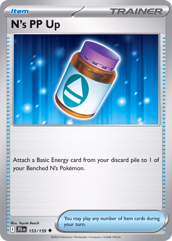 N's PP Up Pokemon card (153/159, Journey Together)