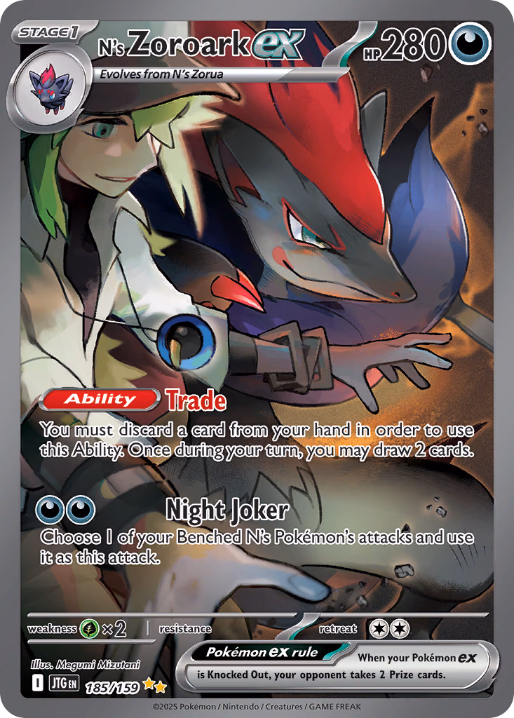 N's Zoroark ex Pokemon card (185/159, Journey Together)