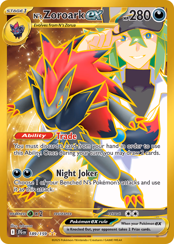 N's Zoroark ex Pokemon card (189/159, Journey Together)