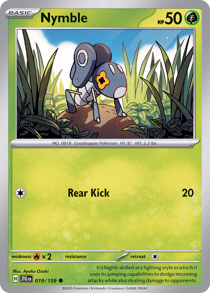 Nymble Pokemon card (019/159, Journey Together)