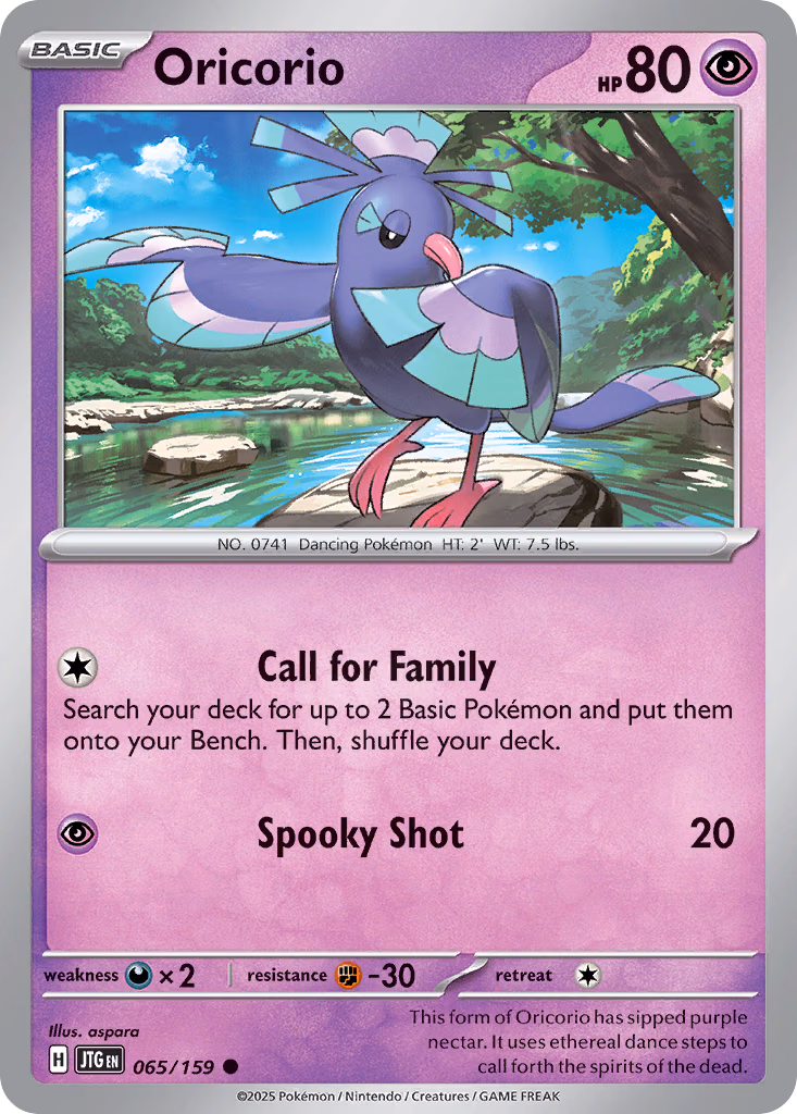 Oricorio Pokemon card (065/159, Journey Together)