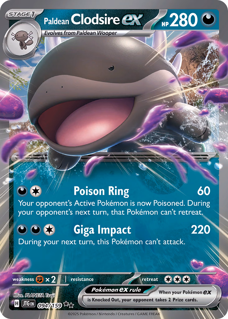 Paldean Clodsire ex Pokemon card (094/159, Journey Together)