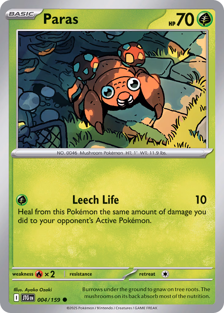 Paras Pokemon card (004/159, Journey Together)