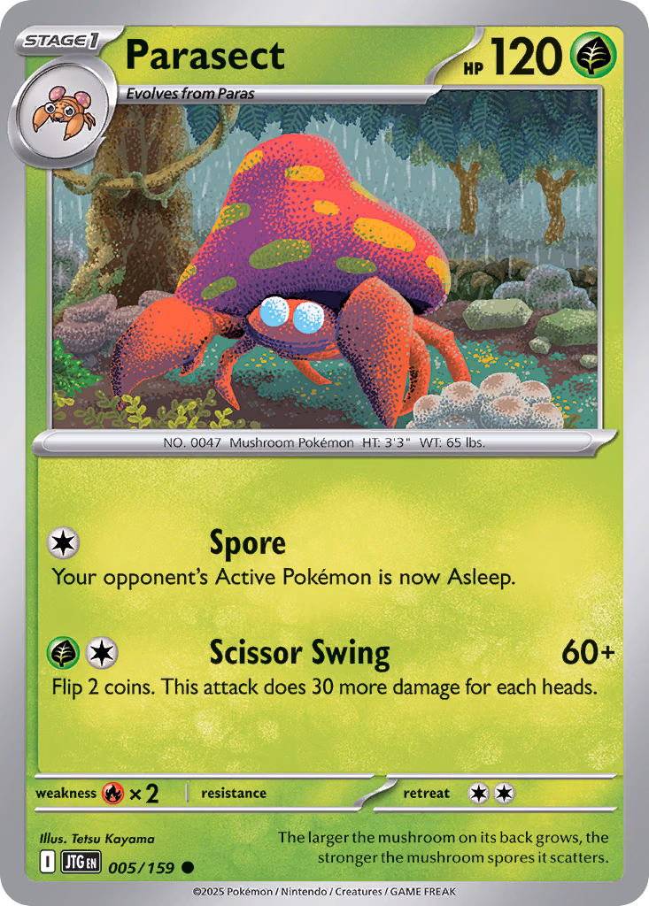Parasect Pokemon card (005/159, Journey Together)