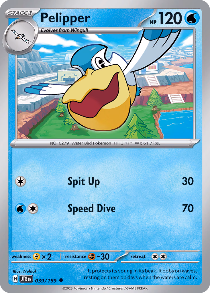 Pelipper Pokemon card (039/159, Journey Together)