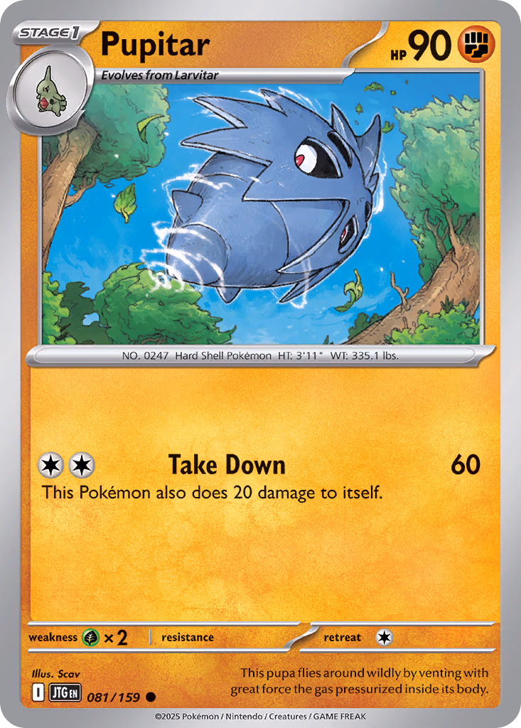 Pupitar Pokemon card (081/159, Journey Together)
