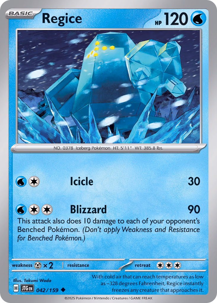 Regice Pokemon card (042/159, Journey Together)
