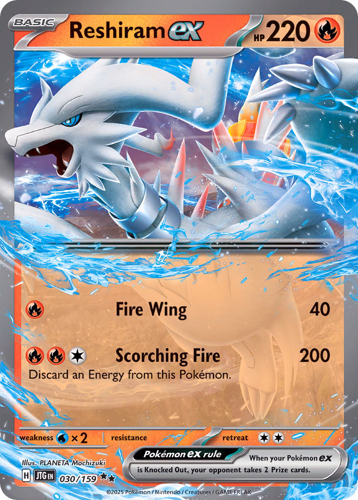 Reshiram ex Pokemon card (030/159, Journey Together)
