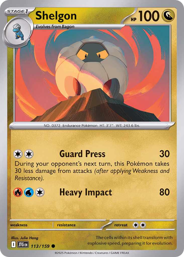 Shelgon Pokemon card (113/159, Journey Together)