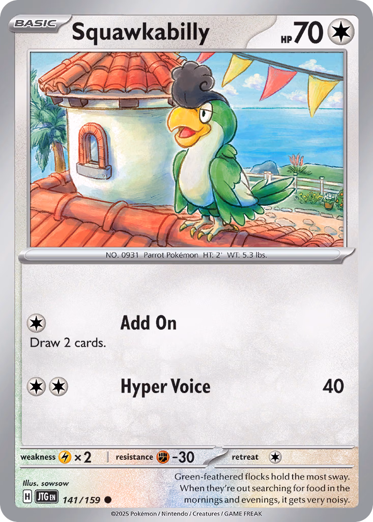 Squawkabilly Pokemon card (141/159, Journey Together)