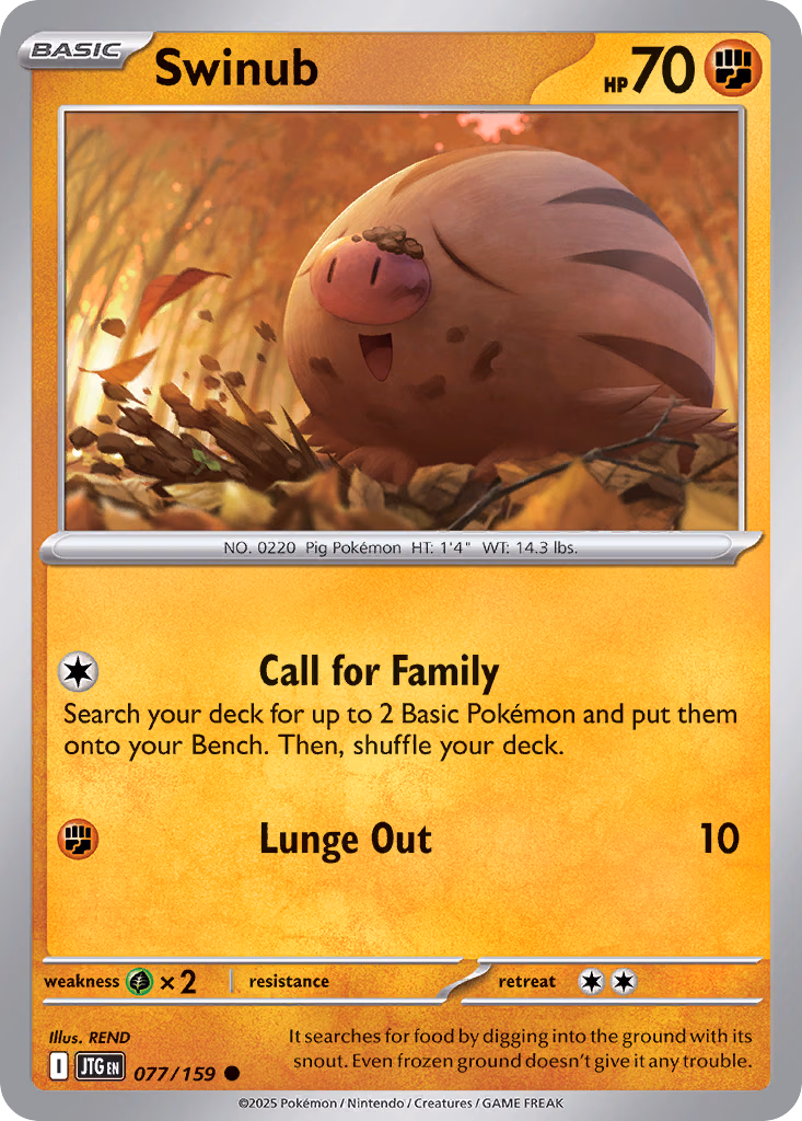 Swinub Pokemon card (077/159, Journey Together)