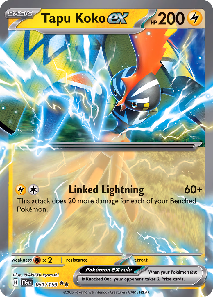 Tapu Koko ex Pokemon card (051/159, Journey Together)