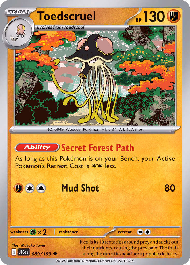 Toedscruel Pokemon card (089/159, Journey Together)