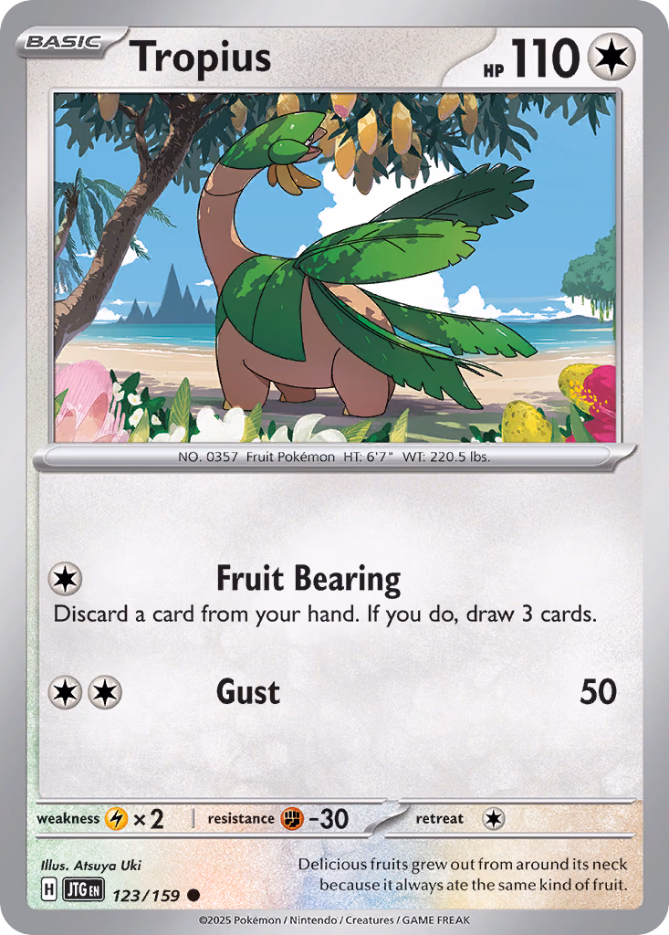 Tropius Pokemon card (123/159, Journey Together)