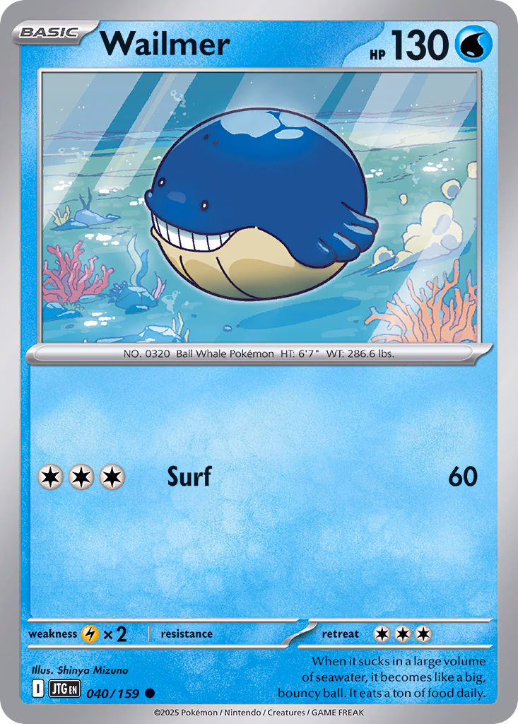 Wailmer Pokemon card (040/159, Journey Together)