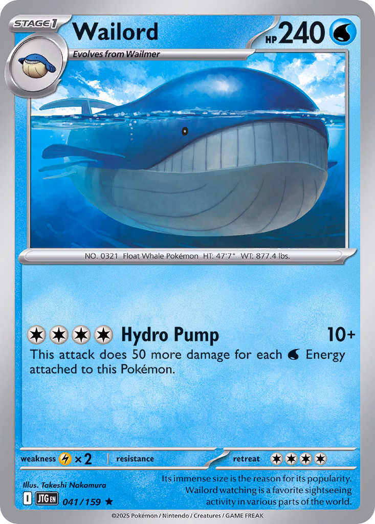 Wailord Pokemon card (041/159, Journey Together)