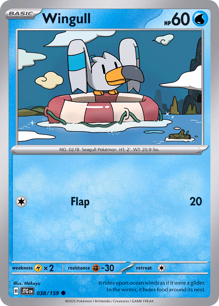 Wingull Pokemon card (038/159, Journey Together)