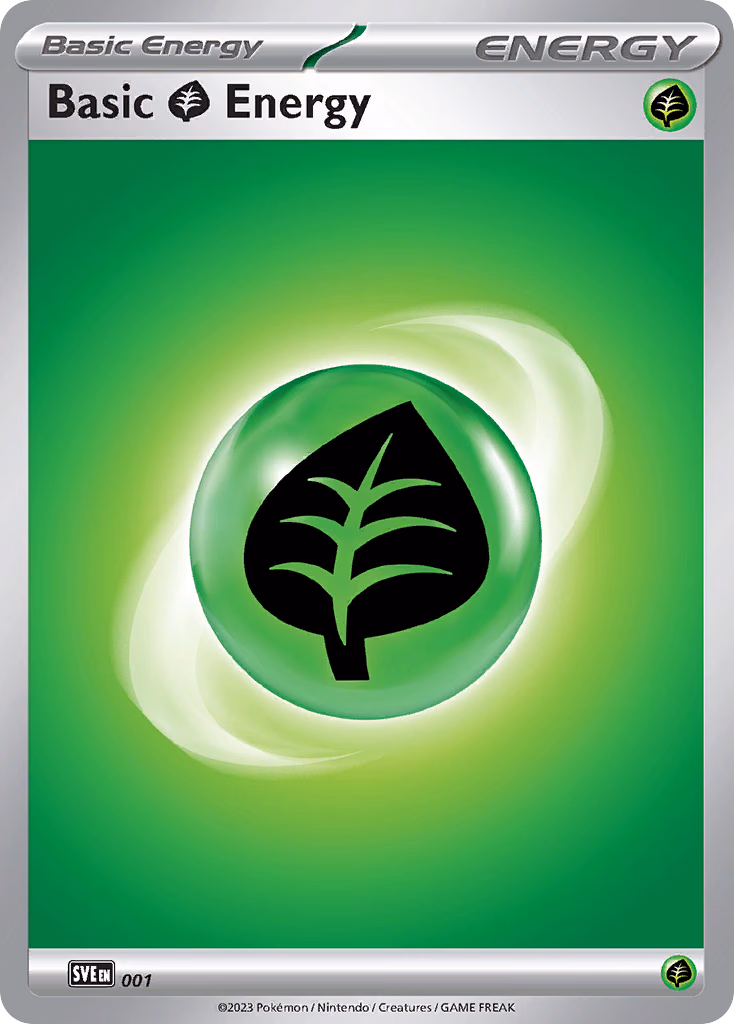 Basic Grass Energy Pokemon card (001, Scarlet & Violet Energies)