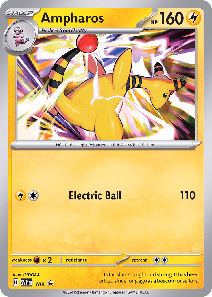 Ampharos Pokemon card (109, Scarlet & Violet Black Star Promos)
