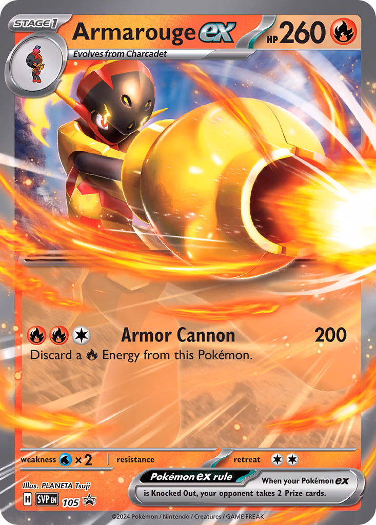 Armarouge ex Pokemon card (105, Scarlet & Violet Black Star Promos)