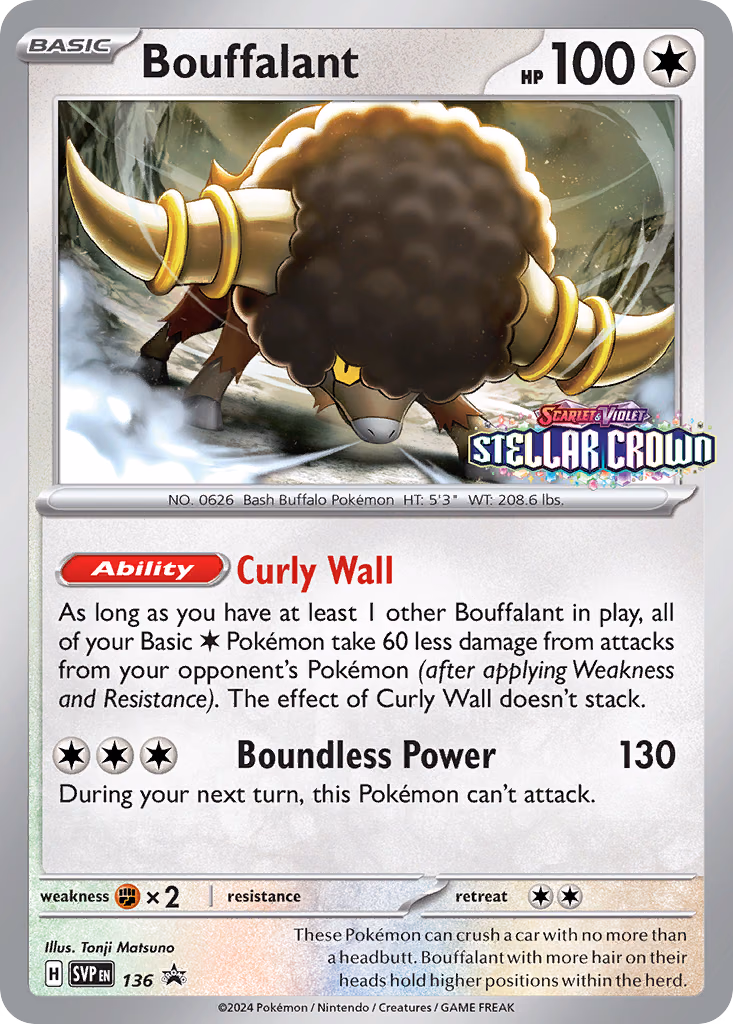 Bouffalant Pokemon card (136, Scarlet & Violet Black Star Promos)