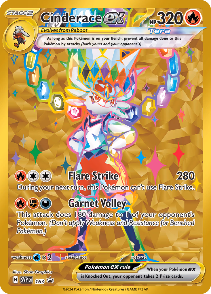 Cinderace ex Pokemon card (163, Scarlet & Violet Black Star Promos)