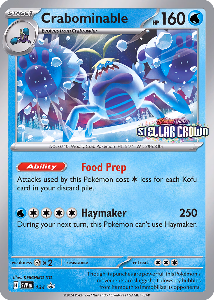 Crabominable Pokemon card (134, Scarlet & Violet Black Star Promos)
