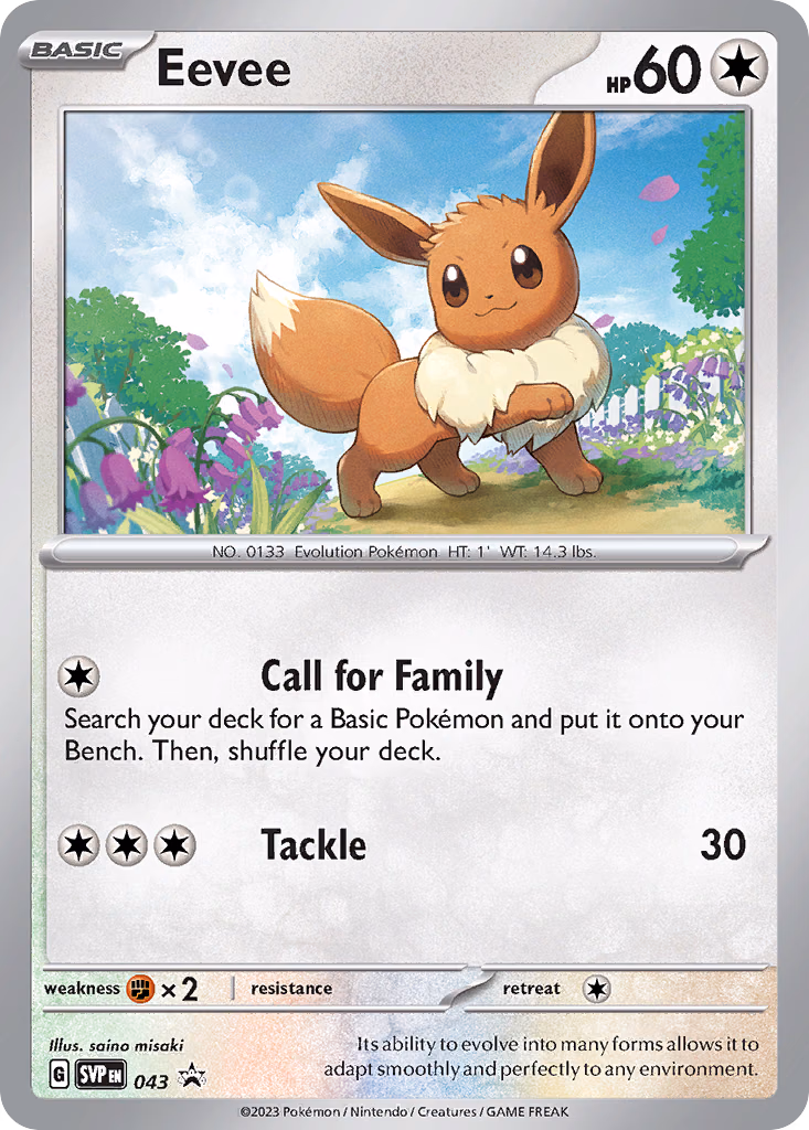 Eevee Pokemon card (043, Scarlet & Violet Black Star Promos)