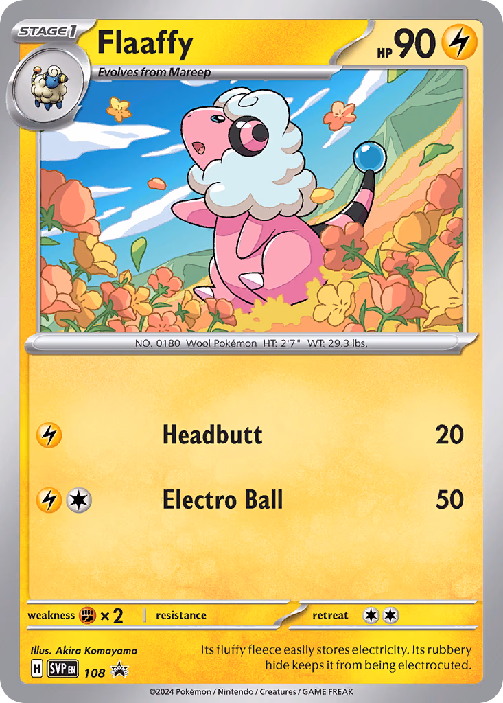 Flaaffy Pokemon card (108, Scarlet & Violet Black Star Promos)