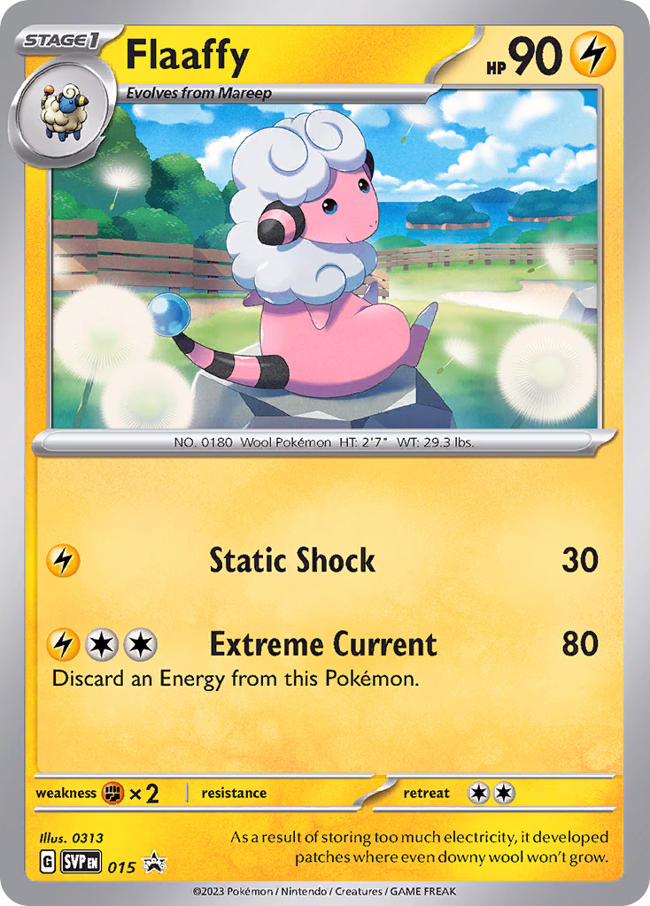 Flaaffy Pokemon card (015, Scarlet & Violet Black Star Promos)