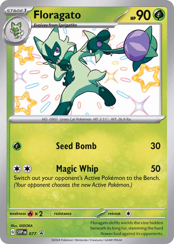 Floragato Pokemon card (077, Scarlet & Violet Black Star Promos)