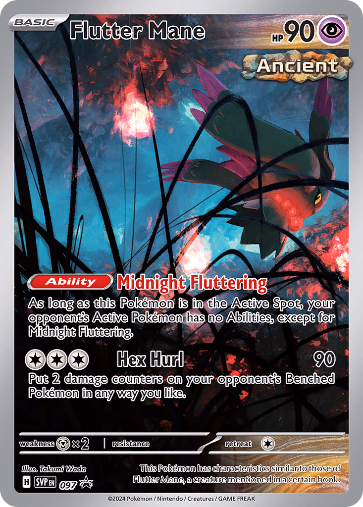 Flutter Mane Pokemon card (097, Scarlet & Violet Black Star Promos)