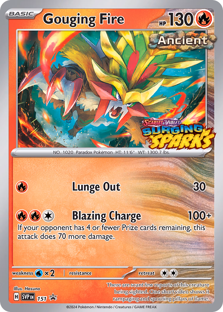 Gouging Fire Pokemon card (151, Scarlet & Violet Black Star Promos)