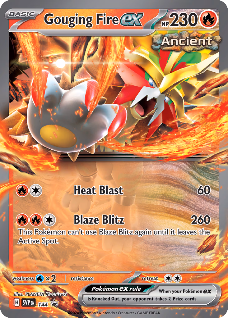 Gouging Fire ex Pokemon card (144, Scarlet & Violet Black Star Promos)