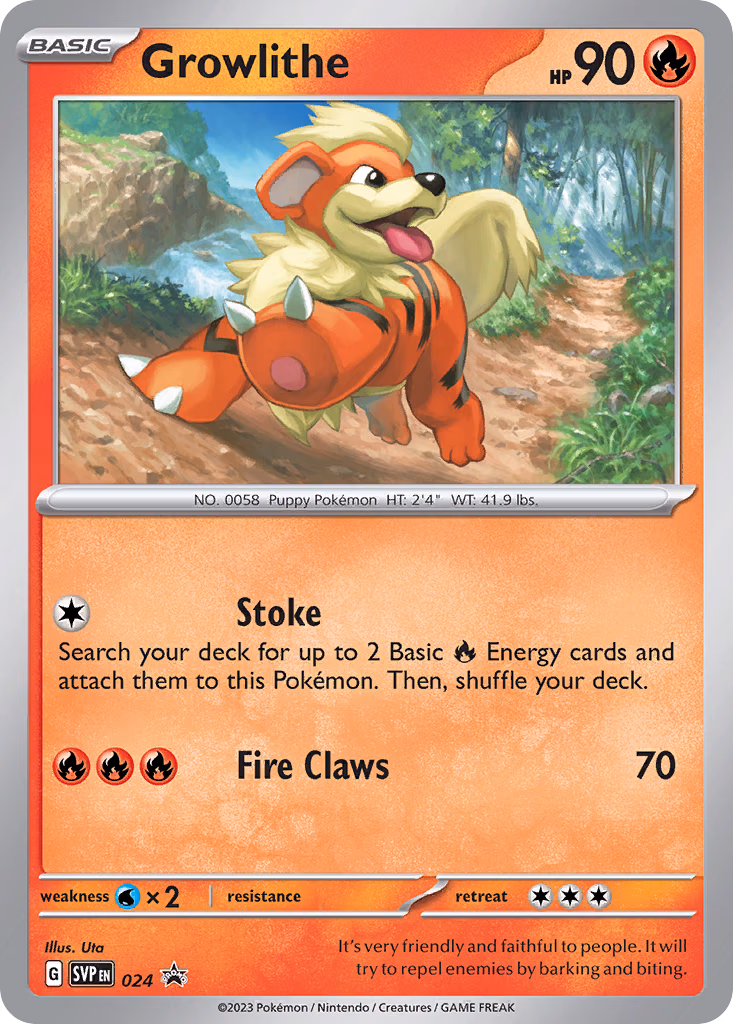 Growlithe Pokemon card (024, Scarlet & Violet Black Star Promos)