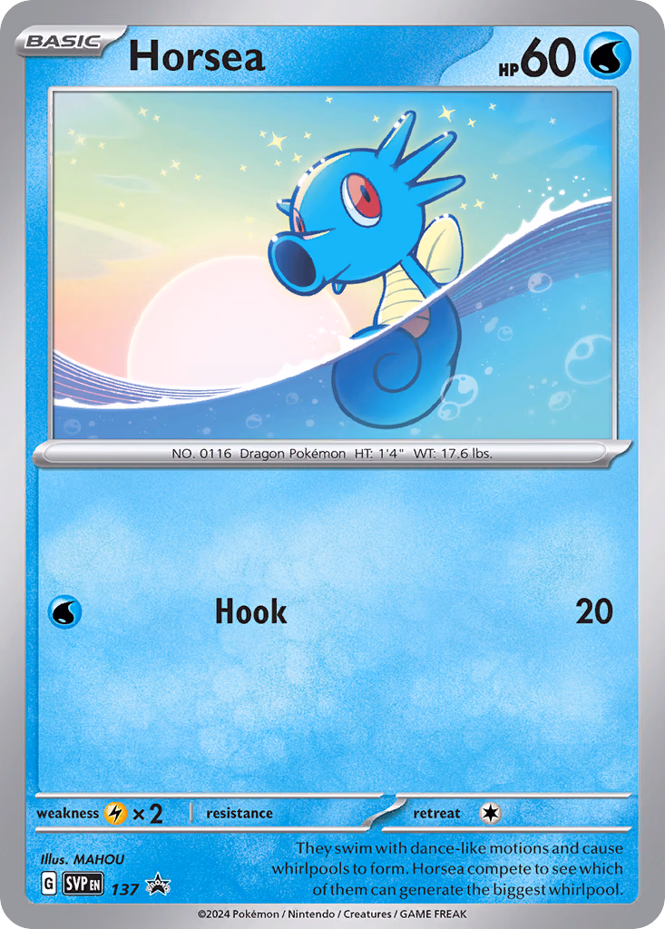 Horsea Pokemon card (137, Scarlet & Violet Black Star Promos)