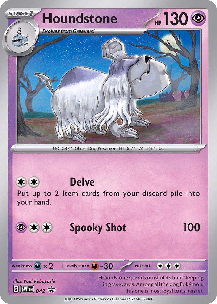 Houndstone Pokemon card (042, Scarlet & Violet Black Star Promos)