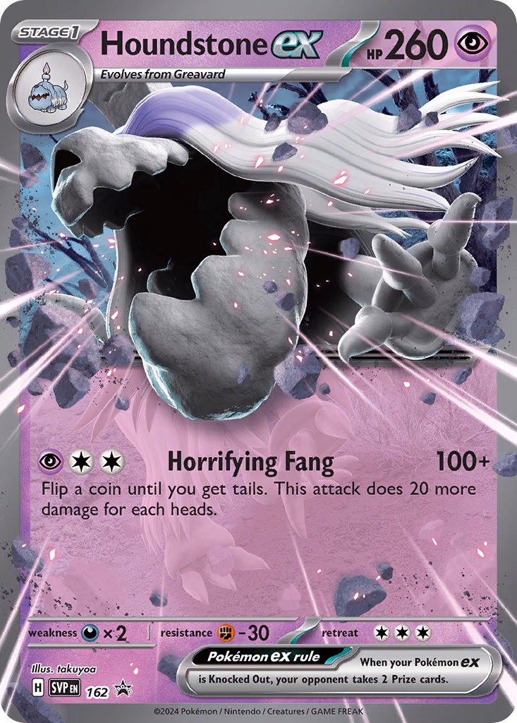 Houndstone ex Pokemon card (162, Scarlet & Violet Black Star Promos)